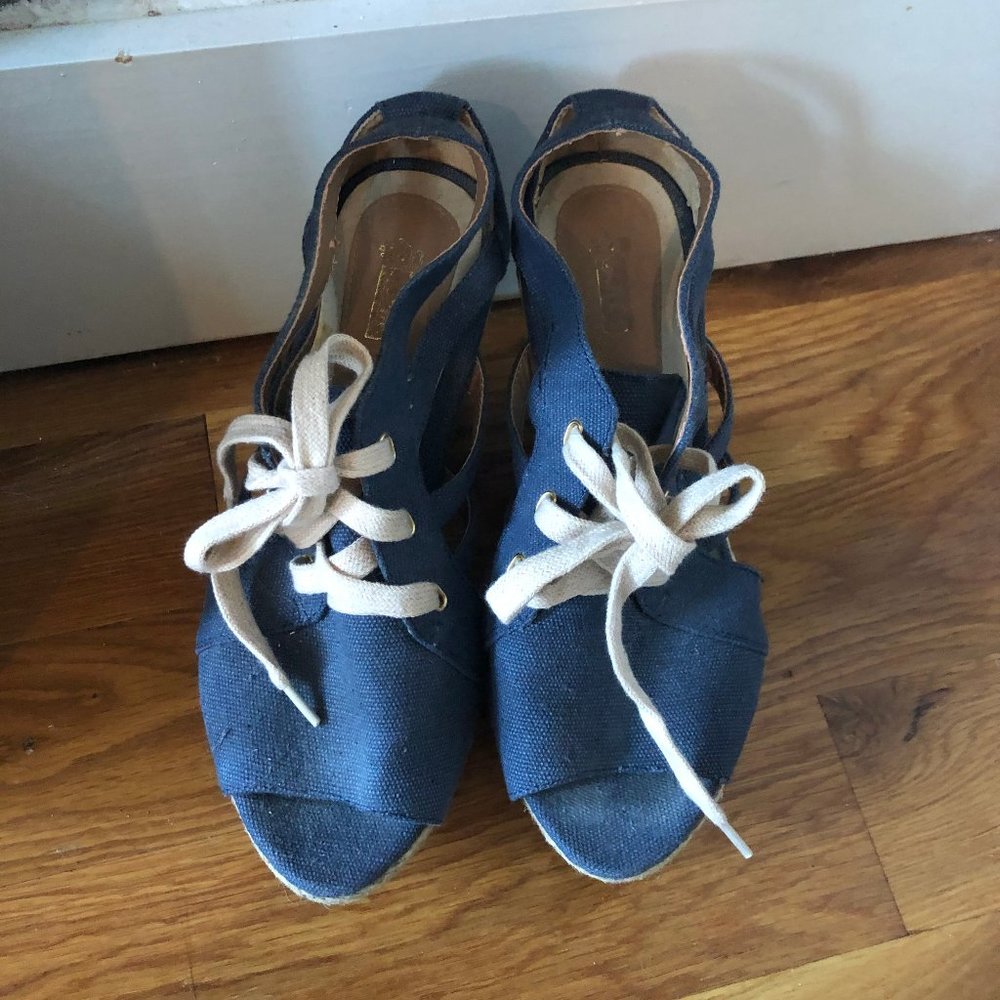 Denim blue wedges